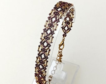 Beaded Bracelet Pattern: DIY Seed Bead & Bugle Bead Tutorial, "Telma" PDF