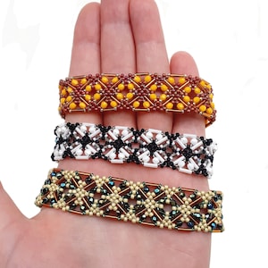 Bead Weaving Pattern: Wide Bracelet with Bugle Beads ("Bia" PDF Tutorial)