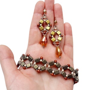DIY kralensieraden, zelfstudie armband en oorbellen, 'Bella'-kralenweefpatroon