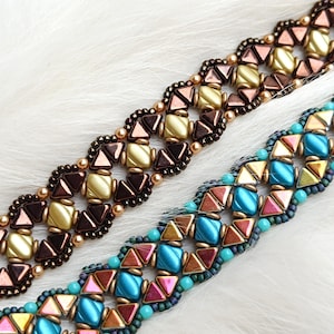 Beaded Bracelet Pattern: Czech Beads, Seed Beads, Bead Weaving Design ("Christine" PDF)