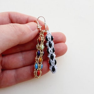 DIY Beaded Netted Earrings, Beading Pattern, "Athina" PDF Beadwork Tutorial
