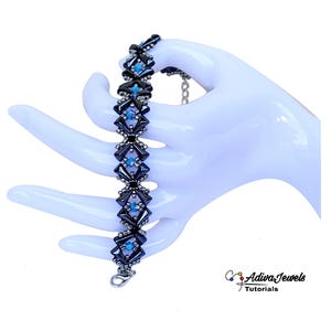 Bracelet Tutorial with Crystals and Vexolo Beads, Beading Jewelry Pattern, "Gina" PDF Tutorial (English)