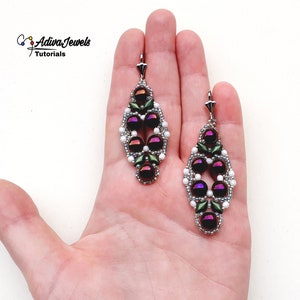 Pattern for DIY Beaded Earrings, Jewelry Making Step-by-Step, &quot;Vicky&quot; PDF Beading Tutorial (English)