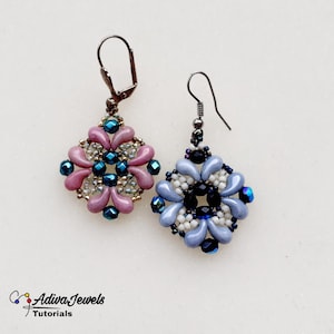 Beaded Earrings Pattern, Beading Jewelry DIY, &quot;Karin&quot; PDF Beadwork Tutorial (English)