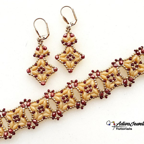 Beading Tutorial for Bracelet and Earrings, "Kate" Pattern