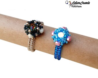 Perlenring Muster: Kristall-Rivoli, Perlenweberei ("Greta" PDF Anleitung)