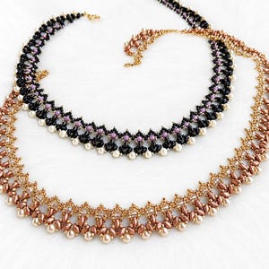 Mönster för pärlhalsband: Handledning för vävning av Superduo och seed beads, "Keona" PDF