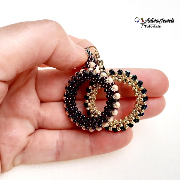 Beaded Hoop Earrings Pattern, DIY Jewelry, "Selly" Beading Tutorial