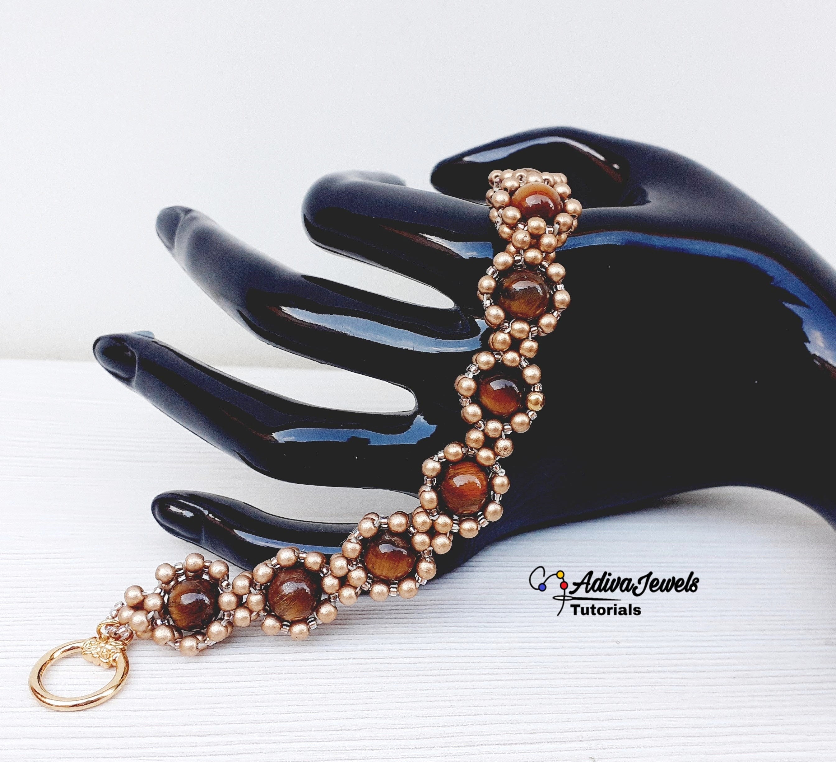 Beaded Jewelry Pattern for Bracelet and Earrings, Beading Design, 