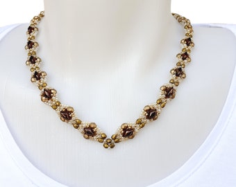 Beaded Necklace Tutorial: Seed Beads & GemDuo, "Adele" Beading Pattern