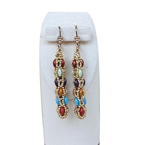 DIY Beaded Netted Earrings, Bead Woven Jewelry Pattern, &quot;Athina&quot; PDF Beadwork Tutorial (English)