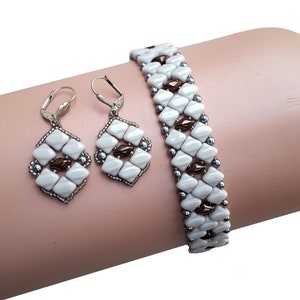 Pattern for Beaded Bracelet and Earrings, Beadwork Instructions, "Susan" PDF Tutorial (English)