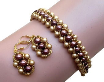Beaded Jewelry Pattern: DIY Pearls Bracelet and Earrings ("Pearly" PDF Tutorial)