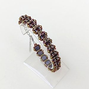 Tutorial for Beaded Bracelet with Crystals, Elegant Jewelry DIY, &quot;Samy&quot; PDF Beadwork Pattern (English)