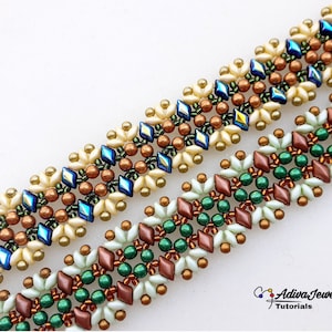 Bead Weaving Pattern, Handmade Bracelet DIY, Elegant Beaded Design, GemDuo Bracelet Idea, &quot;Jenny&quot; Bracelet Tutorial (English)