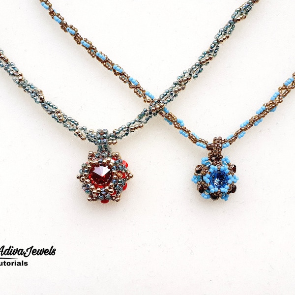 Tutorial for Pendant Necklace, "Blue Mood" Beading Pattern