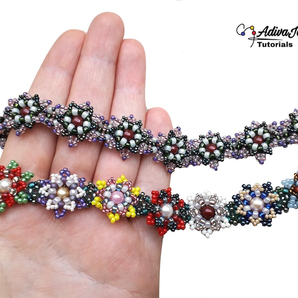 Seed Beads Pattern, "Flowers" Bracelet Tutorial