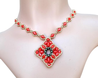 DIY Beaded Pendant, Necklace and Bracelet Tutorial, "Elise" Beading Pattern (English)