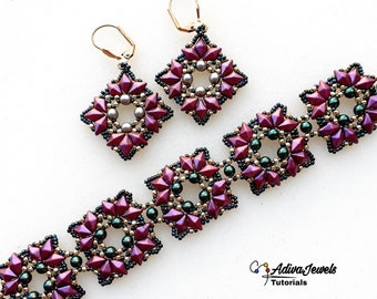 Beaded Bracelet & Earrings Tutorial: DiamonDuo, GemDuo ("Tara" PDF, English)
