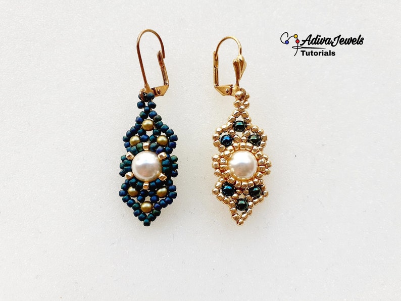 Beaded Earrings Pattern, Seed Beads Tutorial, Janet Earrings Tutorial image 4