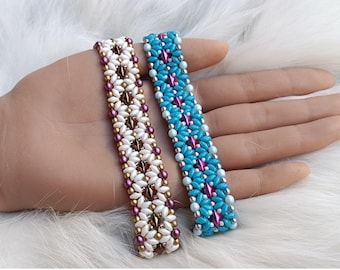 Tutoriel bracelet de perles : Perles tchèques SuperDuo, modèle PDF « Telly » (anglais)