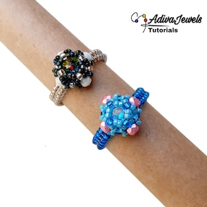 Beaded Ring Pattern: Crystal Rivoli, Seed Bead Weaving (PDF Tutorial)