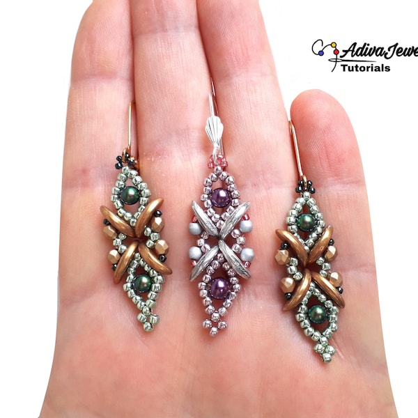 Bead Woven Earrings Tutorial, "Butterflies"  PDF Beading Pattern