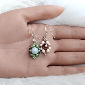 Beaded Earrings Pattern: Firepolish and Seed Beads, Easy Beading Tutorial ("Lola" PDF)