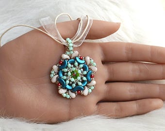 Tutorial for Beaded Pendant, DIY Jewelry, "Elina" PDF Beadwork Pattern