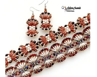 Tutoriel DIY avec des perles, un modèle de bracelet et de boucles d'oreilles, Tutoriel PDF « Mariposa » (anglais)