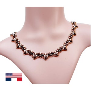 Beaded Necklace Tutorial with Gemduo Beads, PDF Bead Weaving Pattern (English and French)