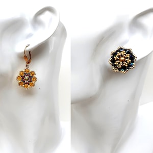 Beaded Pattern for Floral Stud or Dangle Earrings, DIY Jewelry Guide, &quot;Gerry&quot; PDF Beading Tutorial (English)