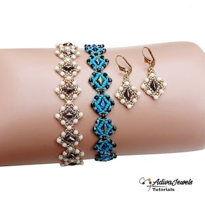DIY Beadwork, Beaded Bracelet and Earrings Pattern, &quot;Cory&quot; PDF Bead Weaving Tutorial  (English)