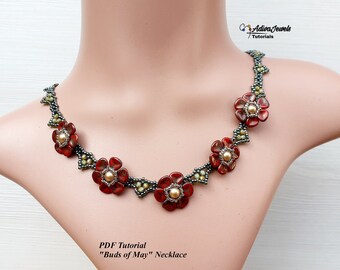 Necklace Beading Pattern, "Buds of May" Tutorial, Instant Download