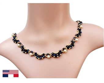 Beaded Necklace DIY, "Ina" Bead Weaving Pattern (English and French)