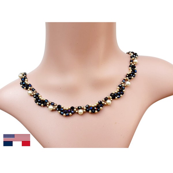 Beaded Necklace DIY, "Ina" Bead Weaving Pattern (English and French)