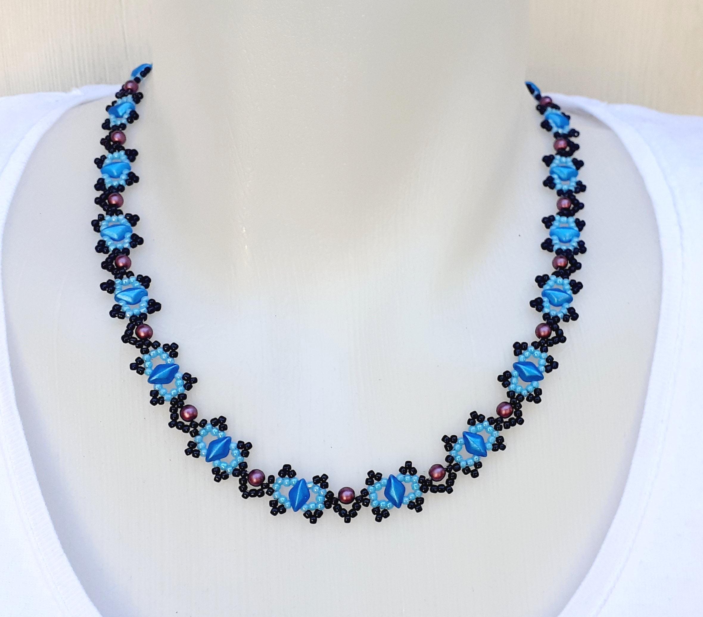 Beading Pattern for Necklace and Earrings, Beaded Jewelry Project, 