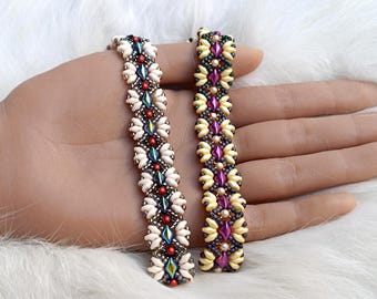 Conception de bracelets de perles : perles Gemduo et Superduo, tutoriel PDF « Ingrid » sur les perles