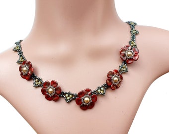 DIY Beaded Floral Necklace, Beading Pattern, "Buds of May" PDF Tutorial (English)