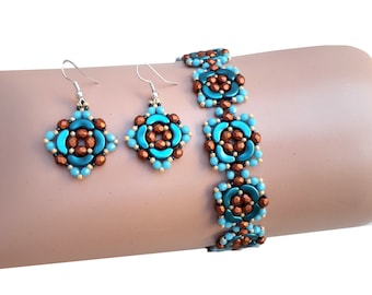 Beaded Tutorial for Bracelets and Earrings, Jewelry Making Guide, "Amy" PDF Beading Pattern (English)