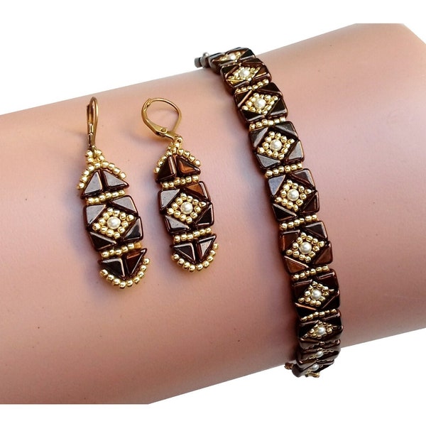 Beading Pattern, "Ethno" Bracelet and Earrings Tutorial