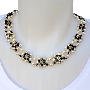Motif perlé de collier avec perles, fabrication de bijoux en perles de cristal, tutoriel PDF « Sundance » sur le perlage (anglais)