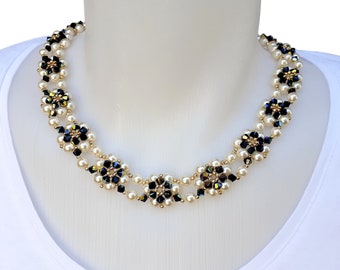 Necklace Beading Pattern with Pearls, "Sundance" Tutorial