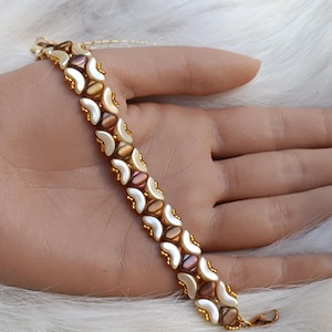 Patrón de abalorios, pulsera de abalorios DIY, tutorial de la pulsera "Kathy" (inglés y francés)