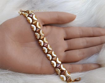 Modèle de perles, bracelet de perles à faire soi-même, tutoriel du bracelet « Kathy » (anglais et français)