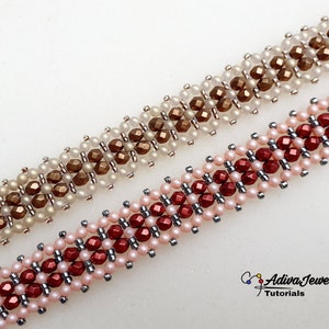 Beadwork Tutorial for Beaded Wrist Band, DIY Beads Jewelry, "Alice" PDF Bracelet Tutorial (English)