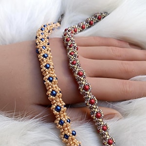 Beaded Rope Pattern, Bead Weaving Tutorial with Seed Beads and Pearls, "Dora" PDF