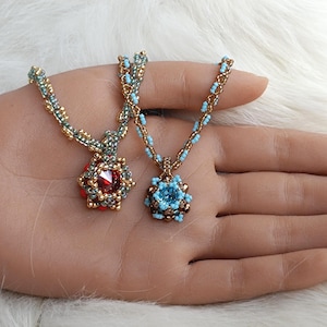 Anleitung für Perlen Anhänger Halskette, Perlenkette Idee, "Blaue Stimmung"