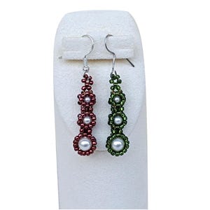 DIY Earrings with Seed Beads and Pearls, Bead Weaving Project, &quot;Joanna&quot; PDF Beadwork Pattern (English)