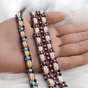 Bead Weaving Tutorial for DIY Bracelets, "Haley" PDF Beading Pattern (English)